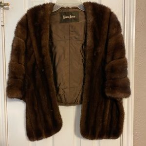 Neiman Marcus Vintage mink stole, chocolate brown with hook-eye clasp
